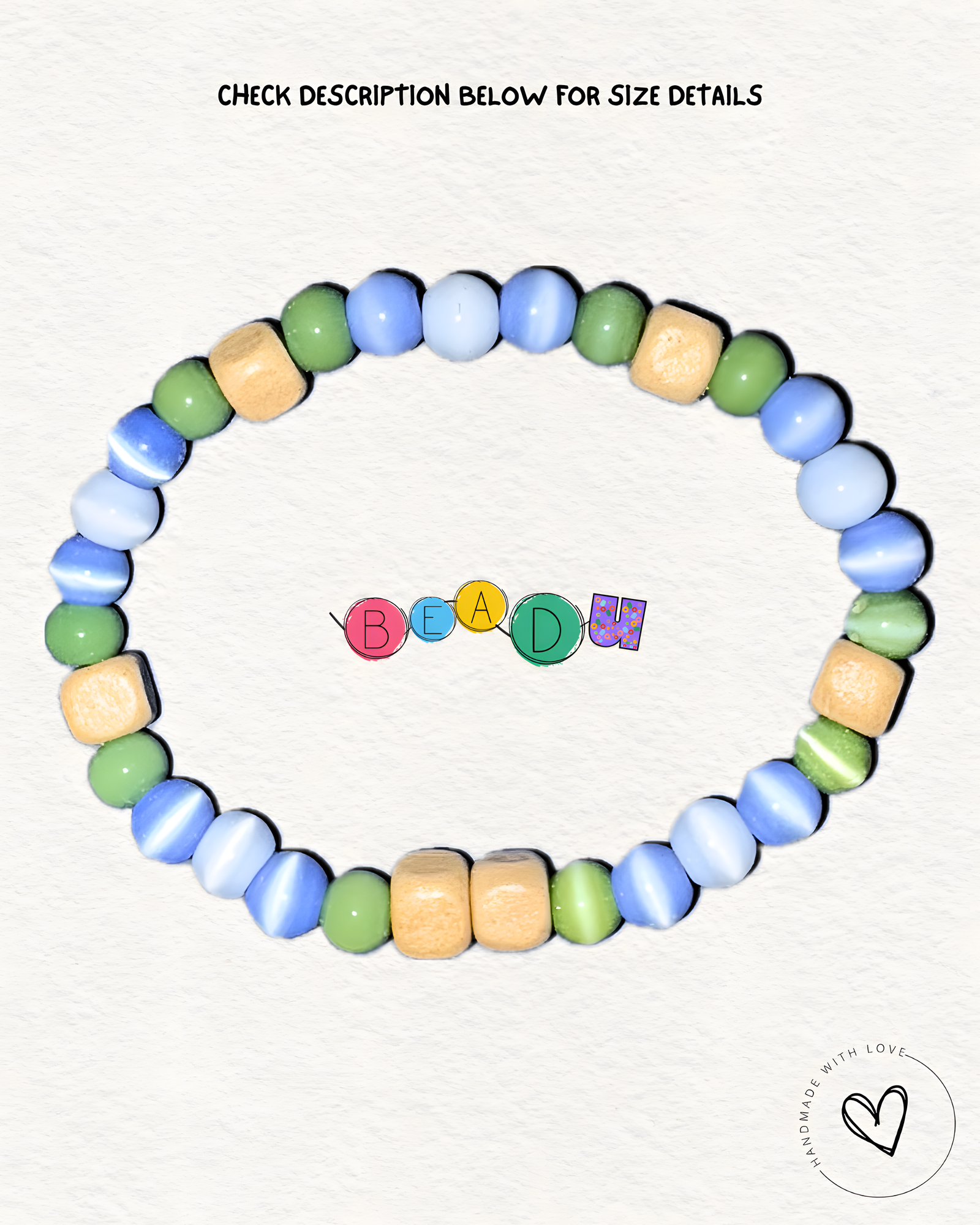 Aqua Wooden Glass Bracelet