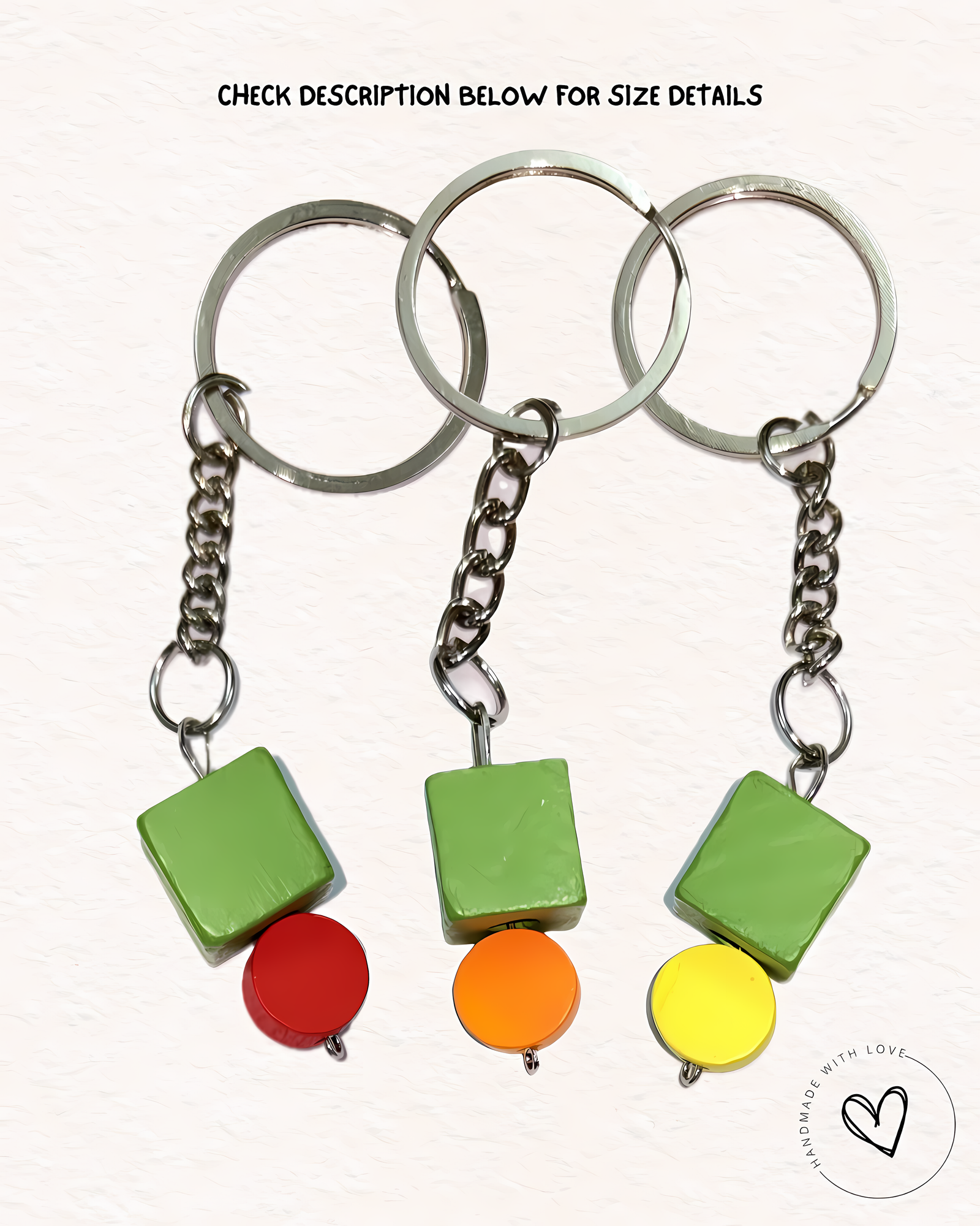 Poppin' Green (Orange,Red,Yellow) Cube Keychain