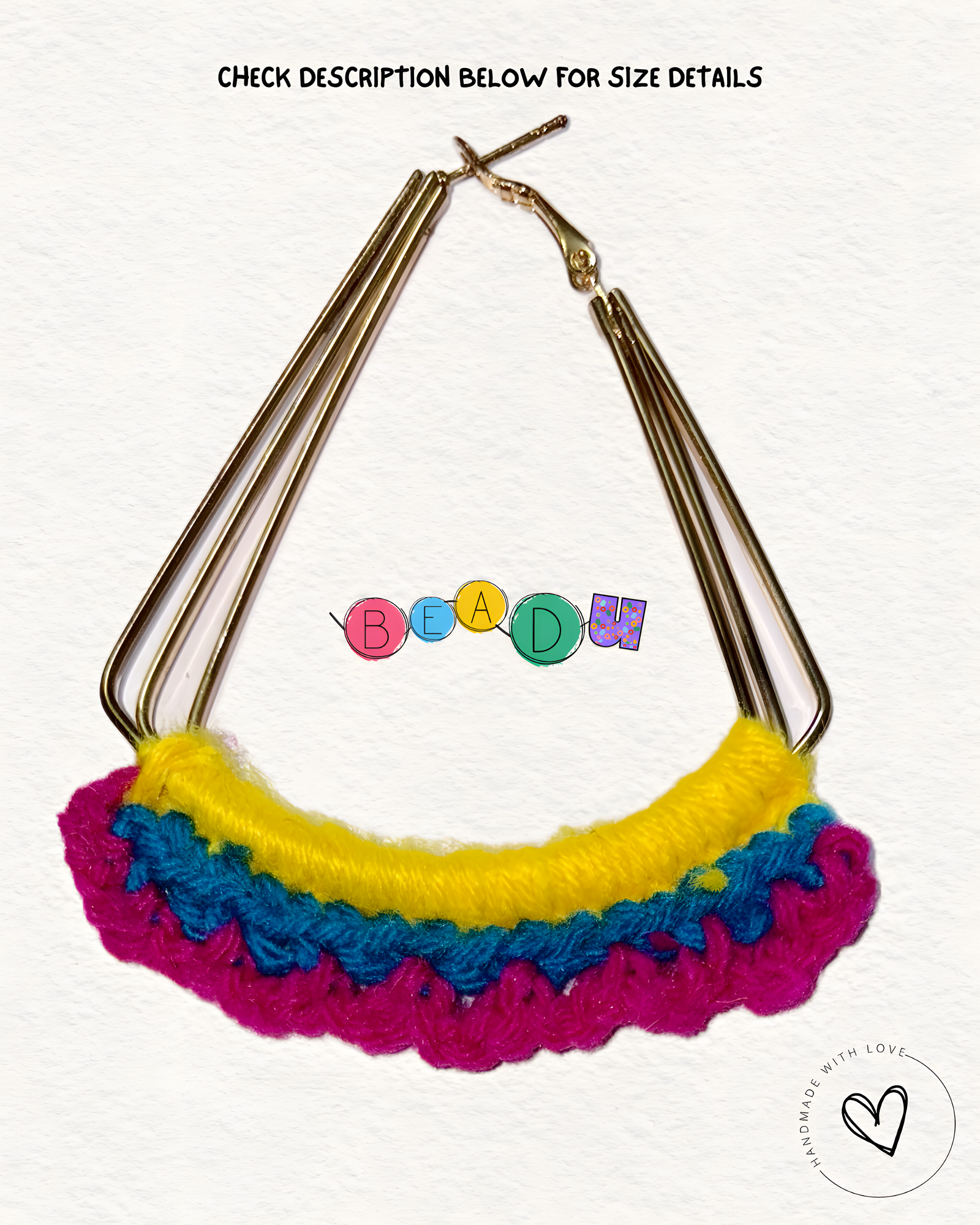 Shaded Knots Crochet Earring (Blue/Pink/Yellow)