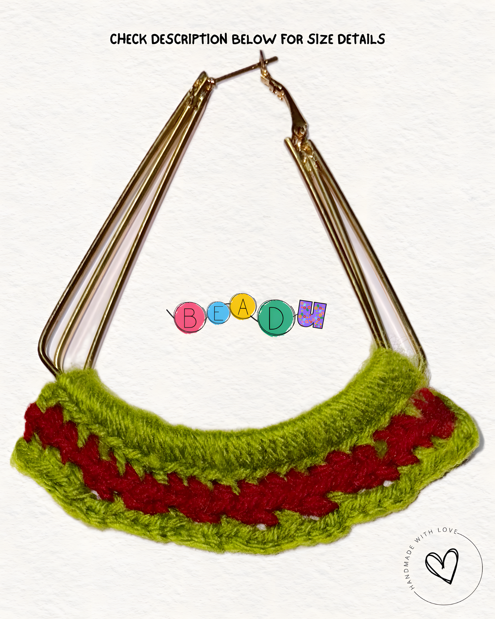 Shaded Knots Crochet Earring (Green/Red)